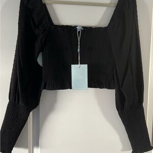 Hill House Black Smocked Blouse